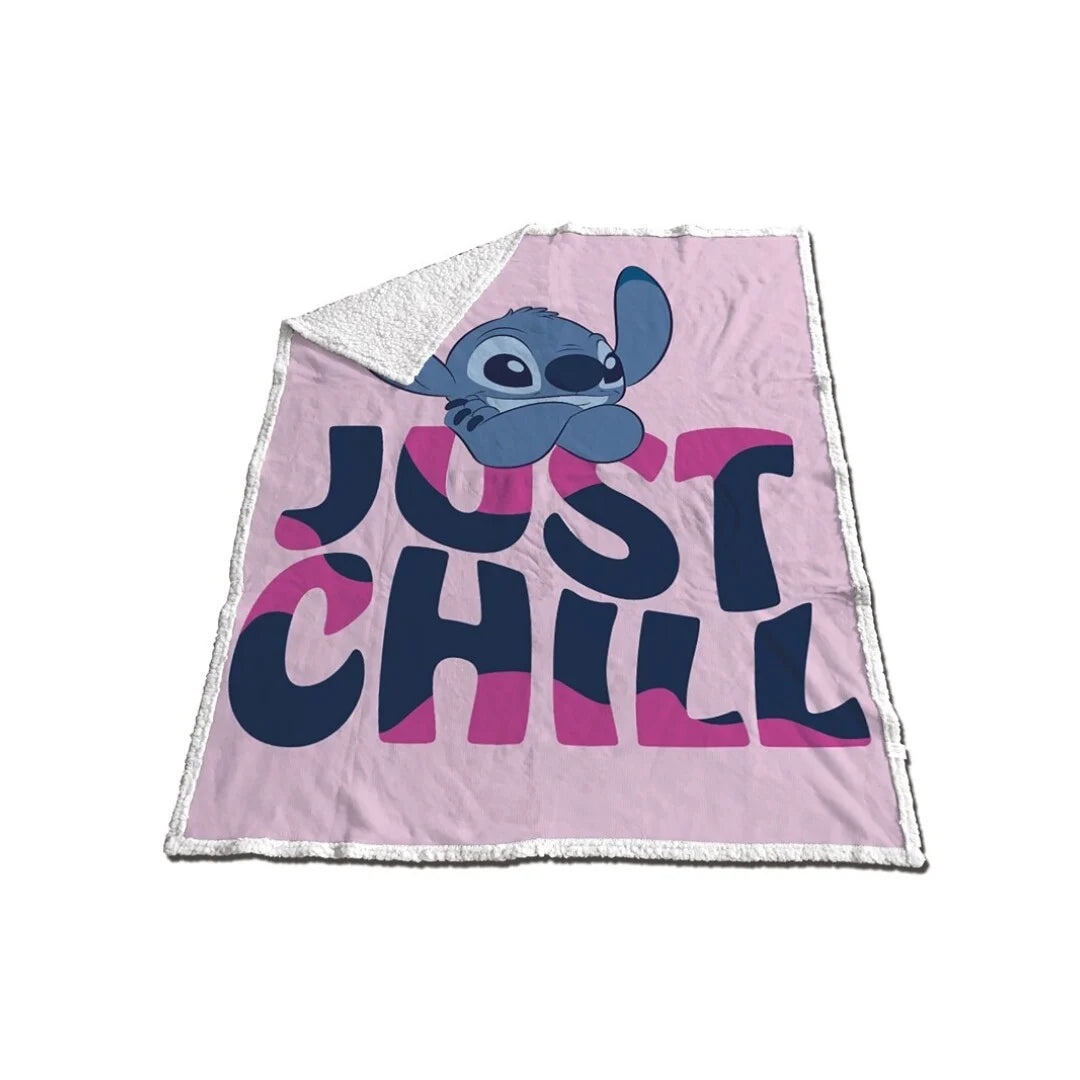 Disney Stitch Just Chill Decke 120x150 cm Sherpa-Fleece