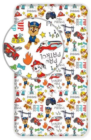 Paw Patrol Spannbettlaken weiß 90x200 cm von Dilaras.at | Dein Shop für Bettlaken 90x200 cm