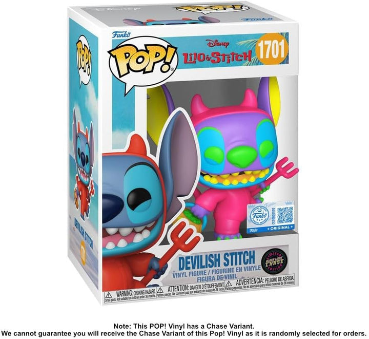 Disney Funko POP Devilish Stitch #1701 Black Light Chase Limited Edition