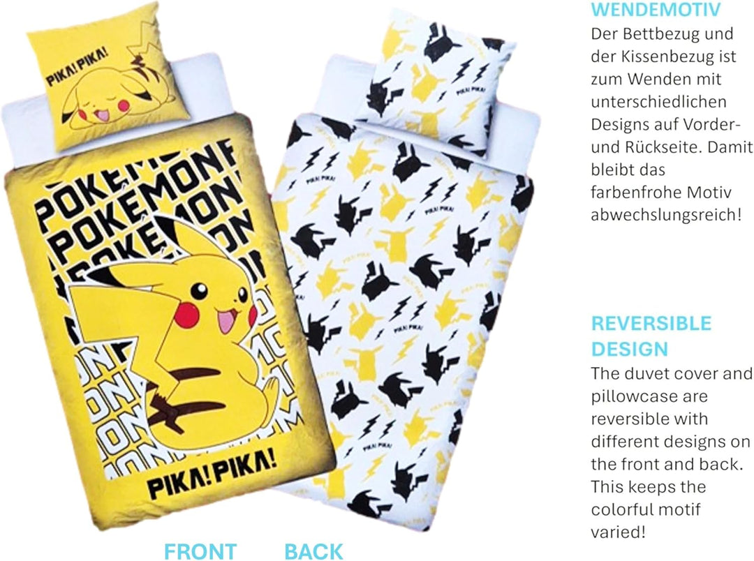Pokemon Pikachu Bettwäsche 140x200 cm + 70x90 cm Baumwolle