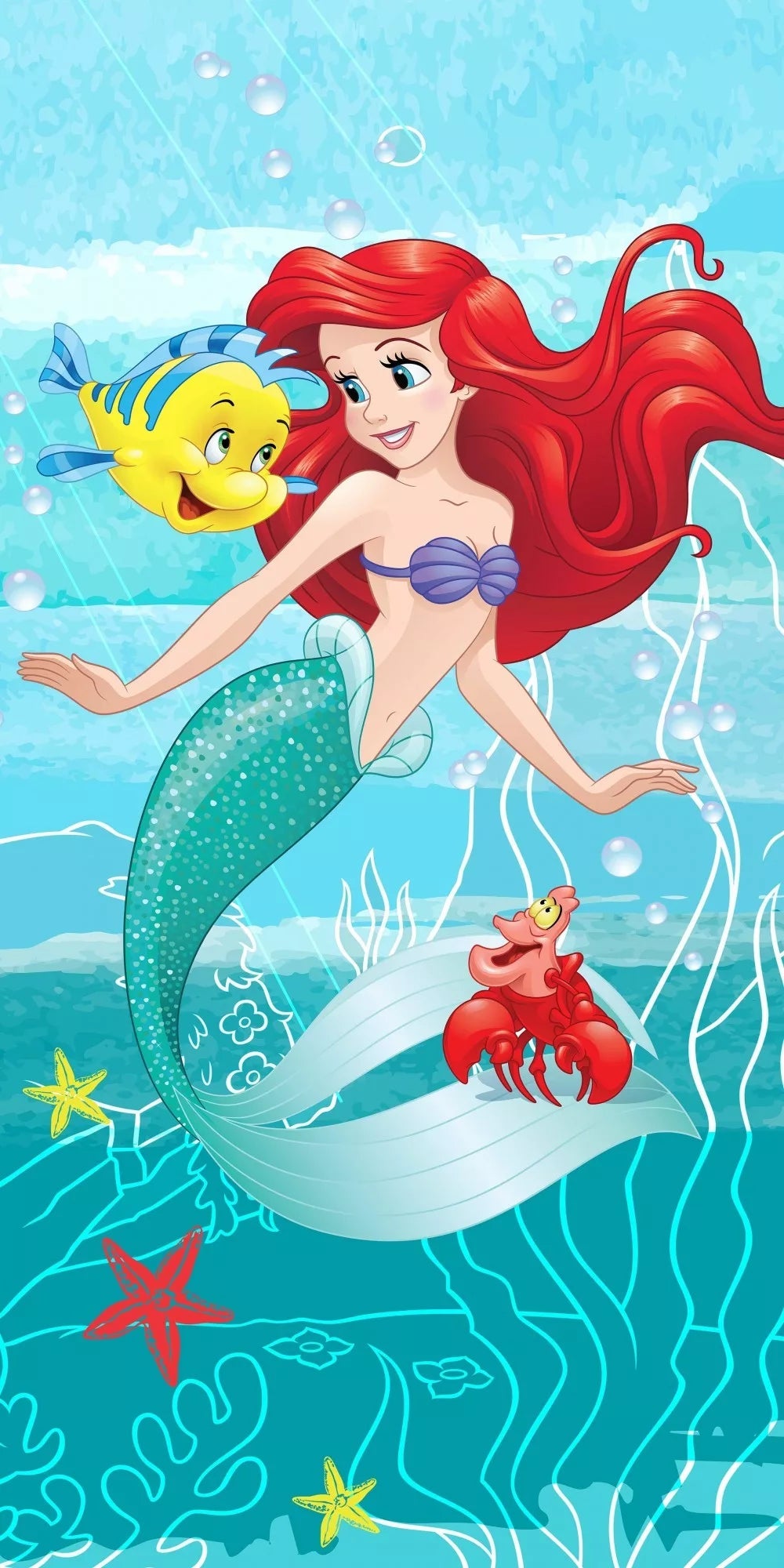 Badetuch Disney Princess Arielle 70x140 cm von Dilaras.at | Dein Shop für Strandtücher