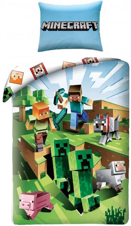 Minecraft Bettwäsche 140x200 cm + 70x90 cm, 100% Baumwolle von Dilaras.at | Dein Shop für Bettwäsche Kinder