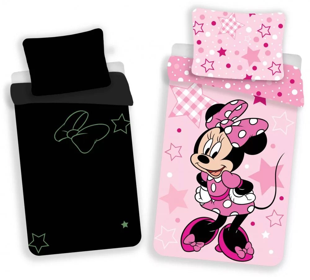 Minnie Mouse Bettwäsche inkl. Leuchteffekt 140x200 cm + 70x90 cm, 100% Baumwolle von Dilaras.at | Dein Shop für Bettwäsche Kinder