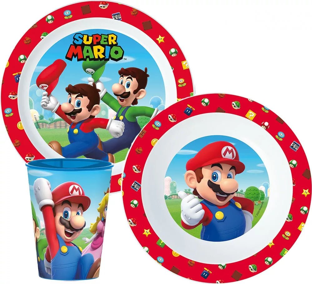 Super Mario Geschirrset 3 teilig von Dilaras.at | Dein Shop für Trinkflasche & Brotdosen